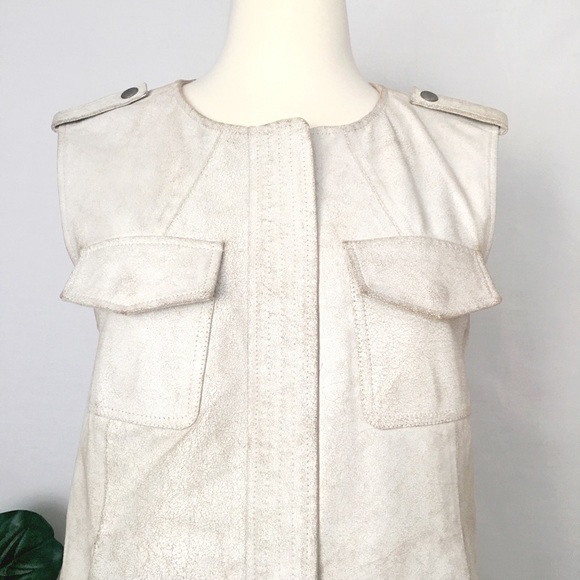 TROUVÉ Moto Vest Beige 100% Leather XS - Picture 4 of 8